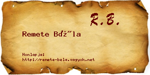 Remete Béla névjegykártya